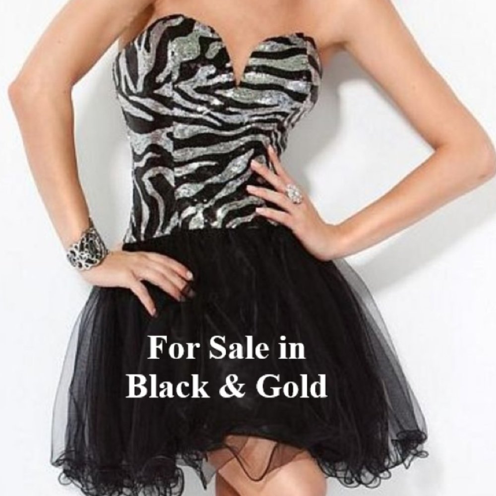 Stylish Sequins Animal Design Strapless Short Formal Dress Size 10